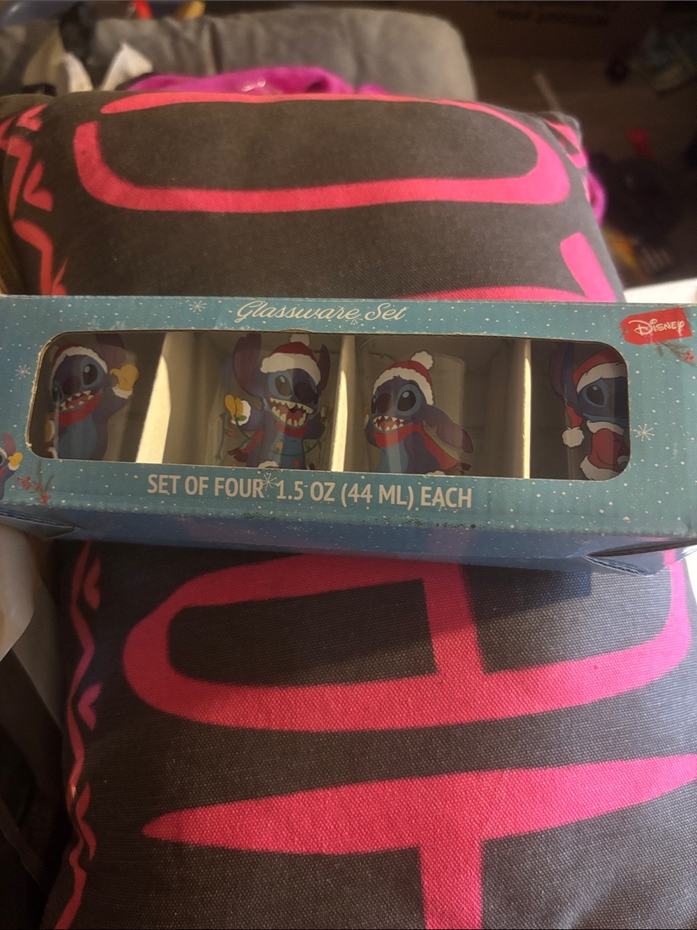 Disney Stitch Holiday Shot Glasses Set - Blue, Red & White (Set of 4)